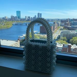 Faux pearl beaded bag